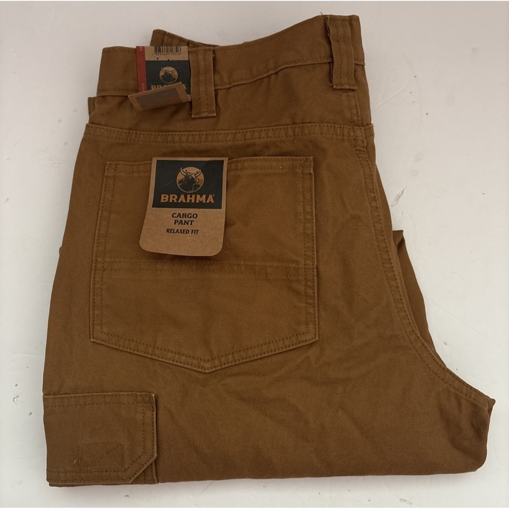 NWT Men's Brahma Heavy Work Cargo Pants Brown Outdoors Relaxed Fit Sz 34 x 32
